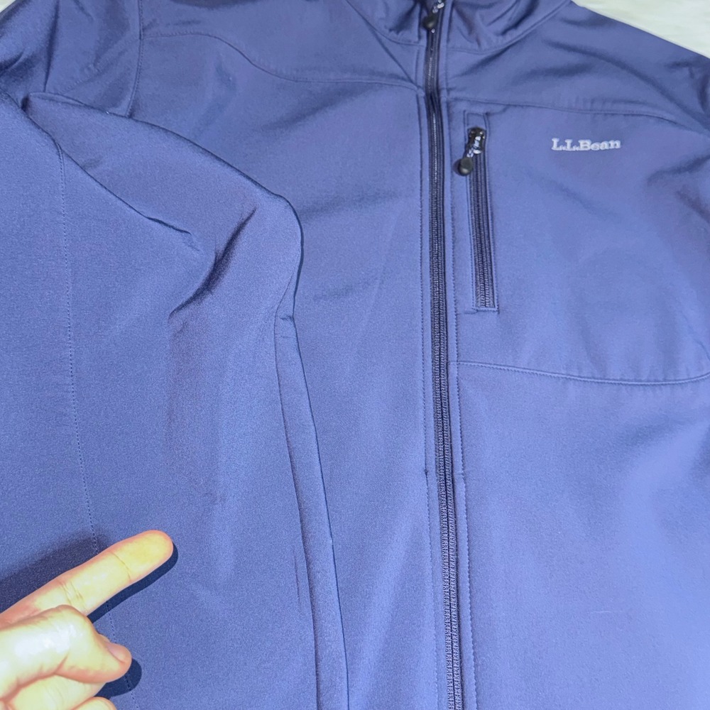 LL Bean Mens XXL Tall Navy‎ Blue Softshell Fleece Lined Full Zip Jacket OHHS2 - Picture 9 of 10